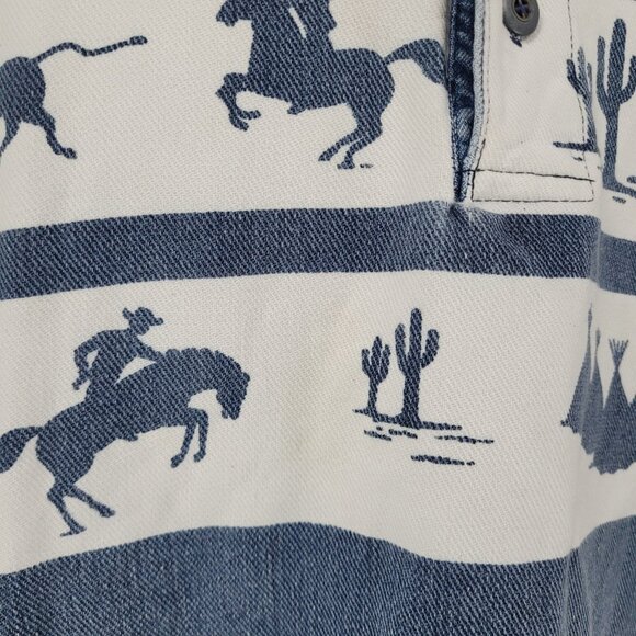 VTG Structure Activewear Blue White Western Cowboy Sleeveless Shirt USA Large - Picture 4 of 14